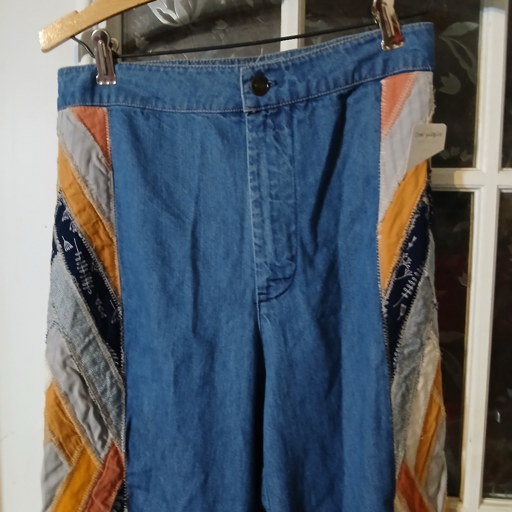 We Free People 26 FABULOUS Stick By Your Side Patched Wide-Leg Jeans Flare Pants - Picture 11 of 16
